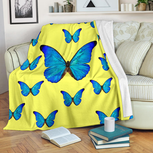 yellow with blue butterflies blanket - Top Content | POD Collection | Free Shipping