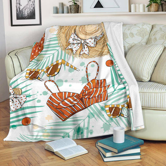 Summer Vibes Fashion Accessories Hand Drawn Premium Blanket - Top Content | POD Collection | Free Shipping