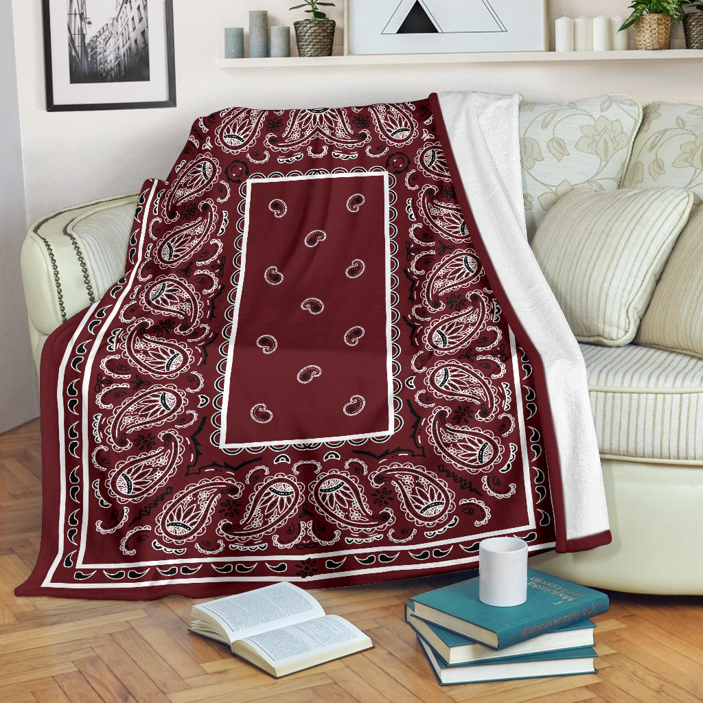 Ultra Plush Burgundy Bandana Blanket