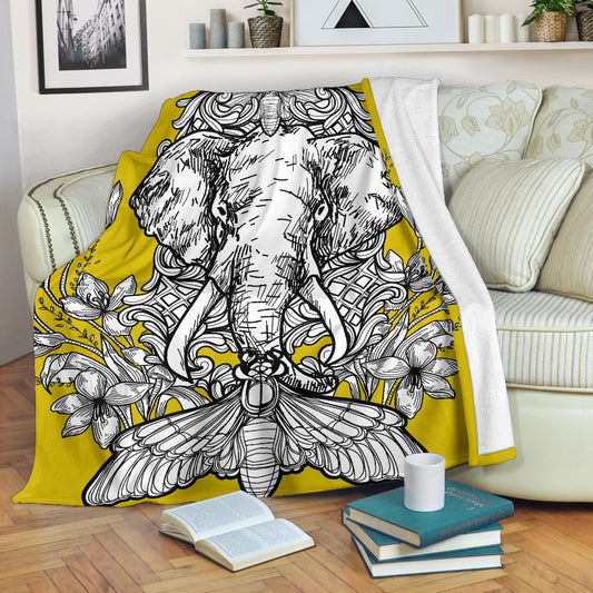 yellow elefant artistic blanket - Top Content | POD Collection | Free Shipping