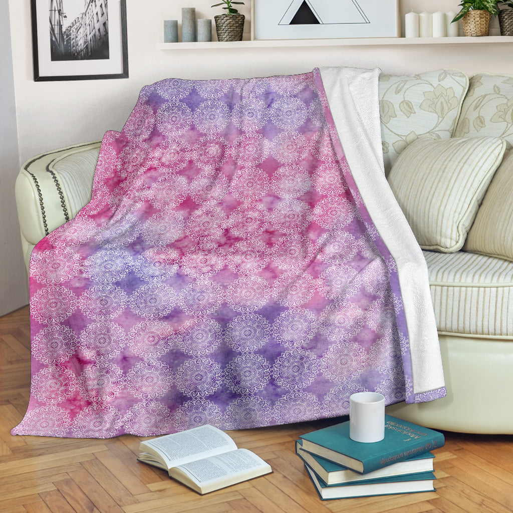 Mandala Watercolor Fleece Blanket