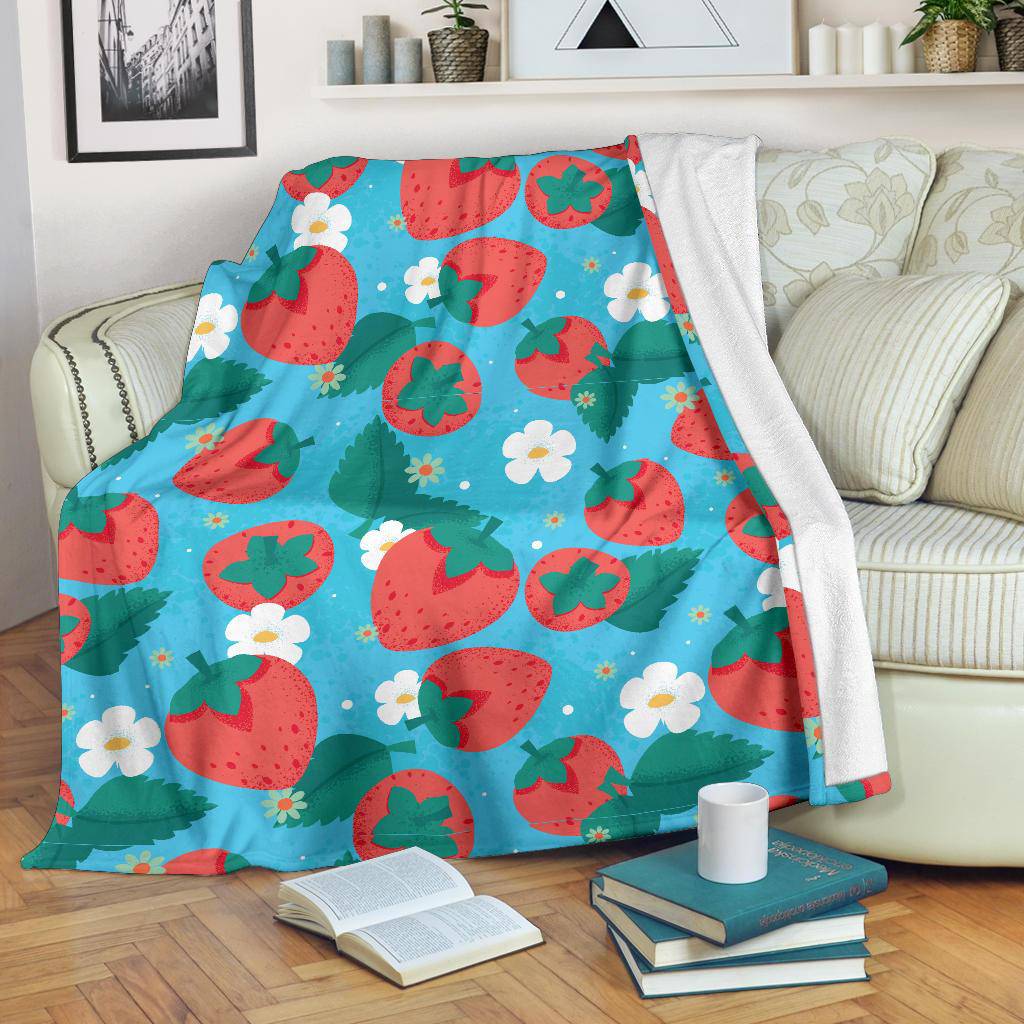 Colorful Cute Strawberry Fruit Pattern Premium Blanket - Top Content | POD Collection | Free Shipping