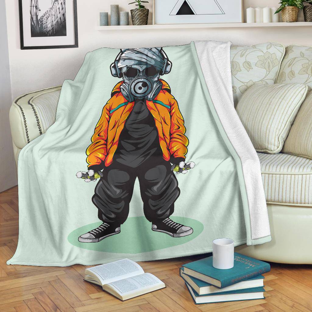 Skull Graffiti Artist with Mask Premium Blanket - Top Content | POD Collection | Free Shipping