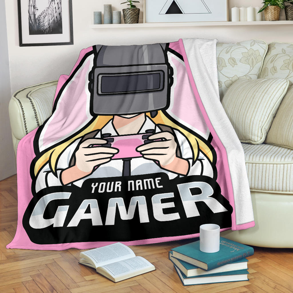 Gamer Girl Cat Blanket