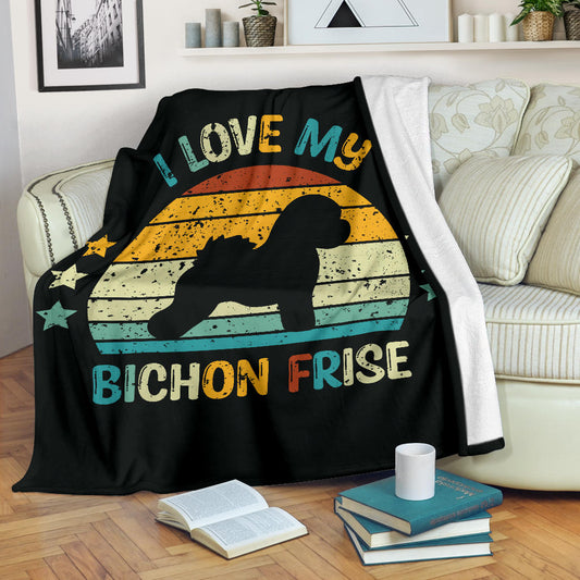 Bichon Frise Blanket, Bichon Frise Retro Blanket, Bichon Frise Throw Blanket, Bichon Frise Gifts