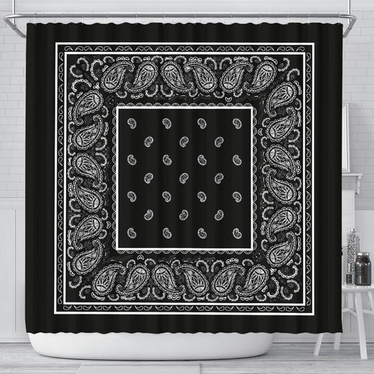 Black Bandana Shower Curtain