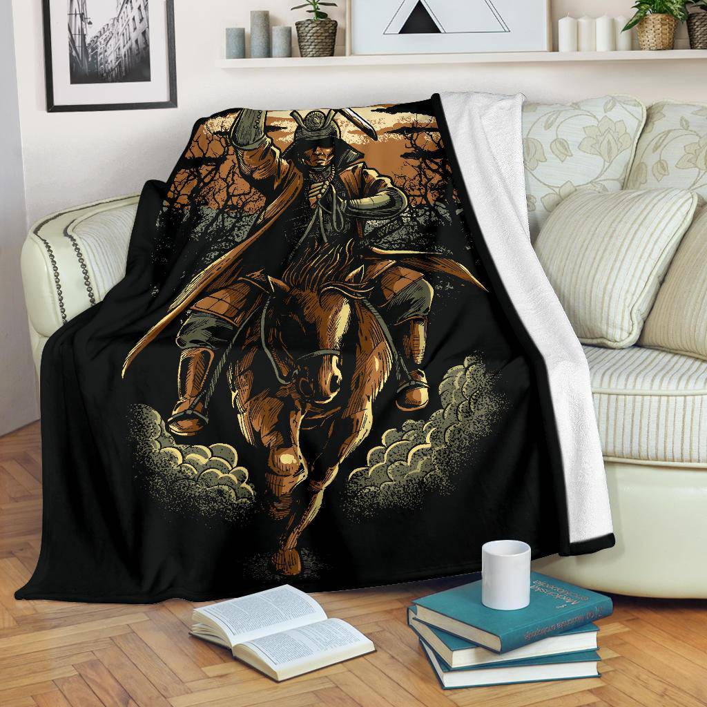 Samurai Japan Warrior Horse Riding Premium Blanket - Top Content | POD Collection | Free Shipping