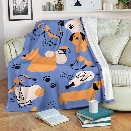 Premium Blanket Cute Dog Puppy Character Background Simple Style - Top Content | POD Collection | Free Shipping