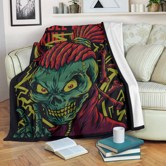 Skull Mumble Rap Music Art Cartoon Premium Blanket - Top Content | POD Collection | Free Shipping