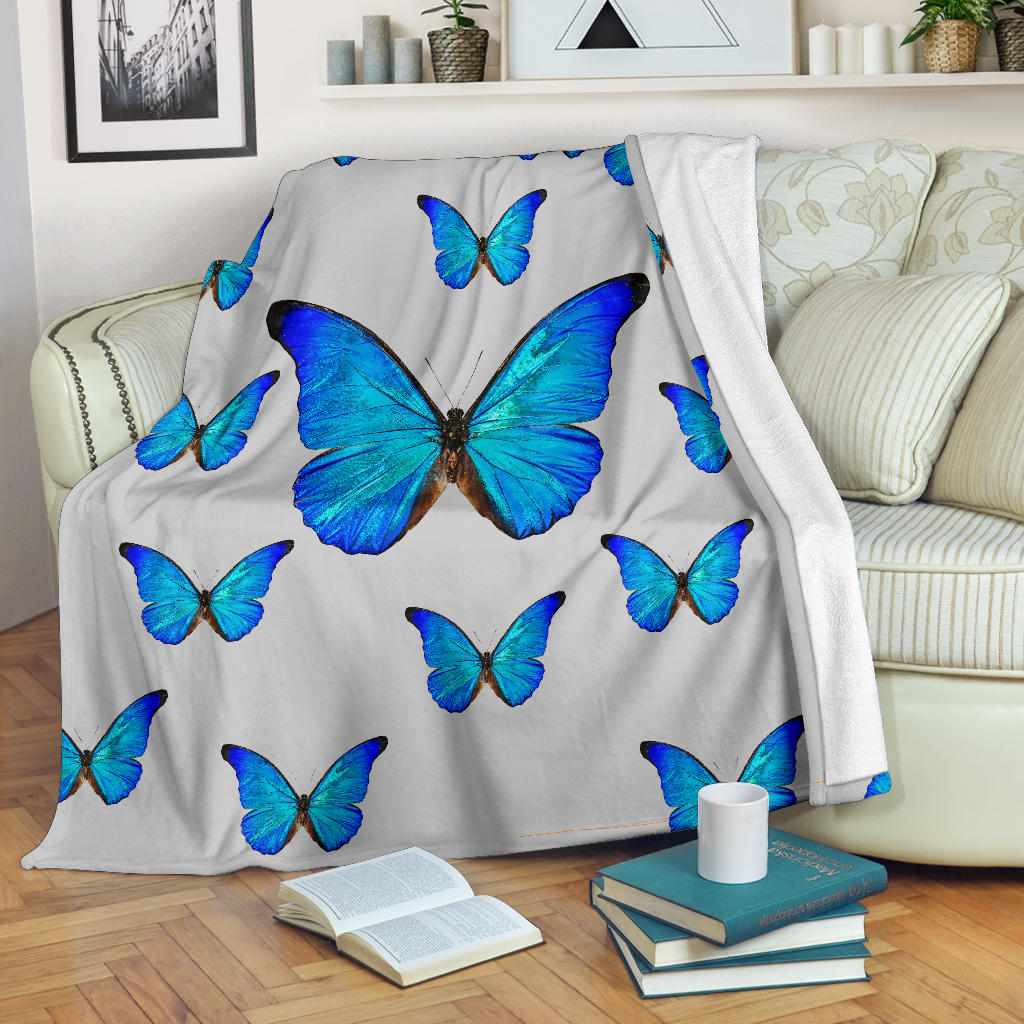 luxury grey blue butterflies blanket - Top Content | POD Collection | Free Shipping