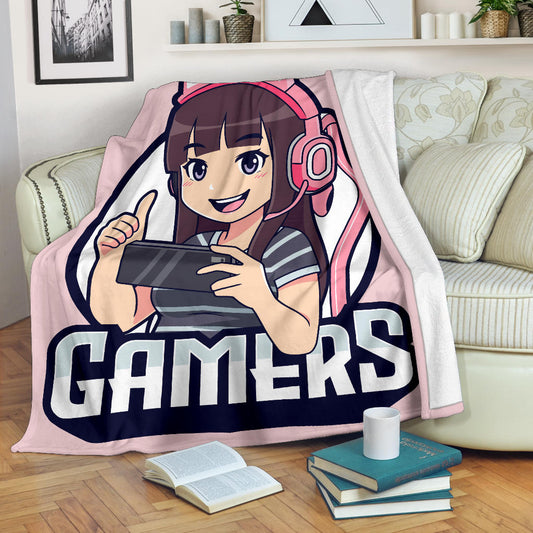 Gamers Cat Pink Blanket