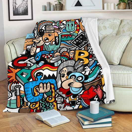 Back to School Graffiti Art Cartoon Premium Blanket - Top Content | POD Collection | Free Shipping