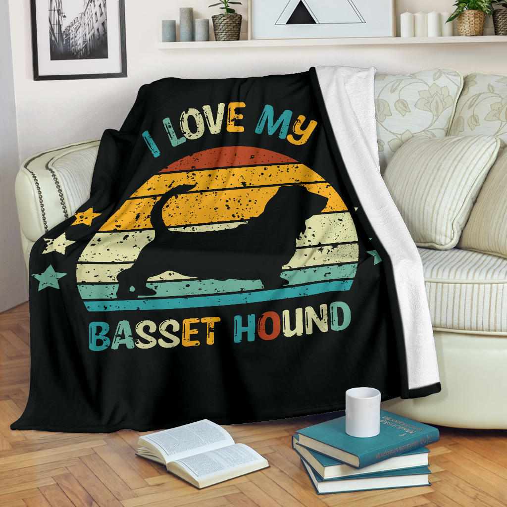 Basset Hound Blanket, Basset Hound Retro Blanket, Basset Hound Throw Blanket, Basset Hound Gifts