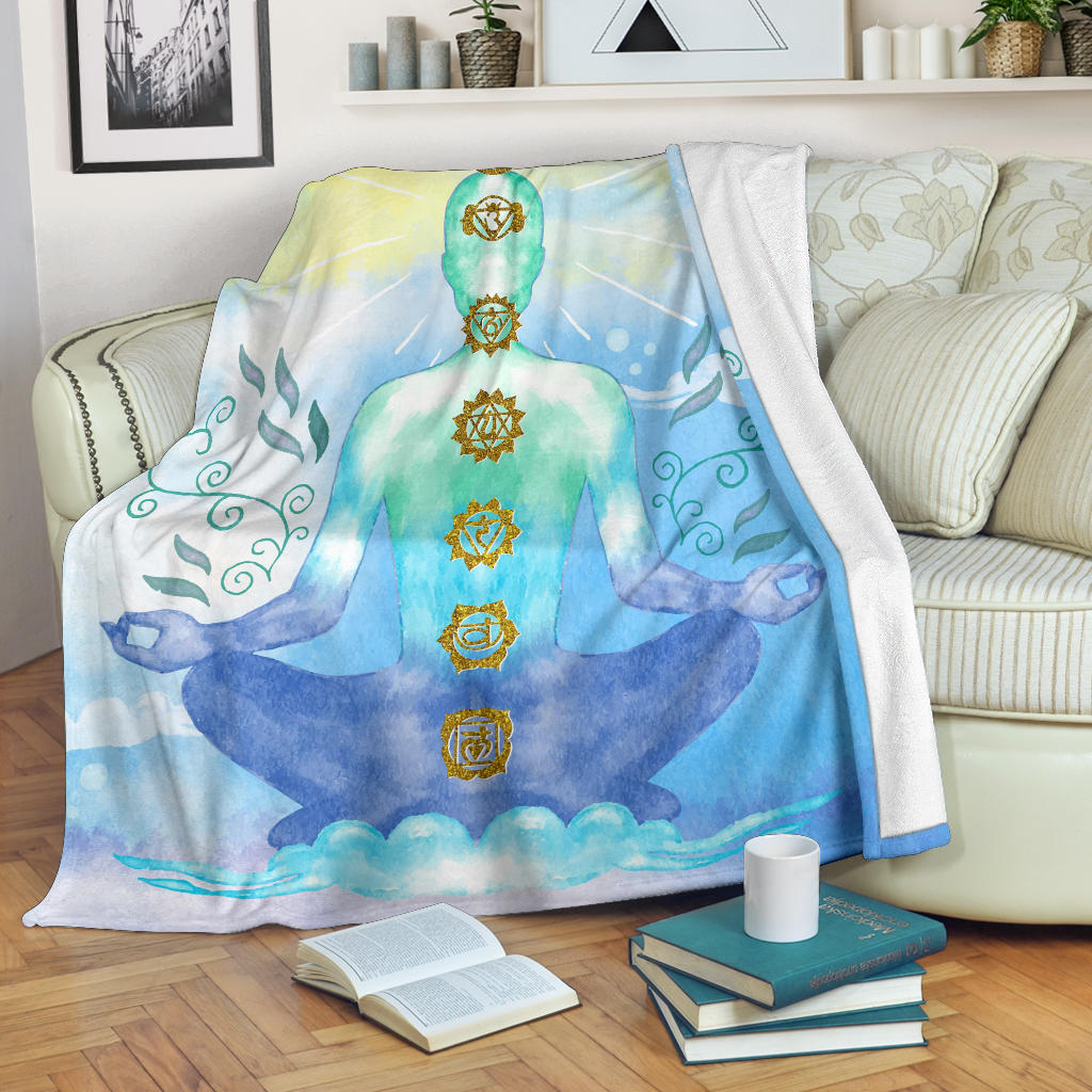 chakras meditation illustration blanket - Top Content | POD Collection | Free Shipping