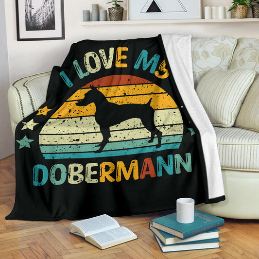 Dobermann Blanket, Dobermann Retro Blanket, Dobermann Throw Blanket, Dobermann Gifts