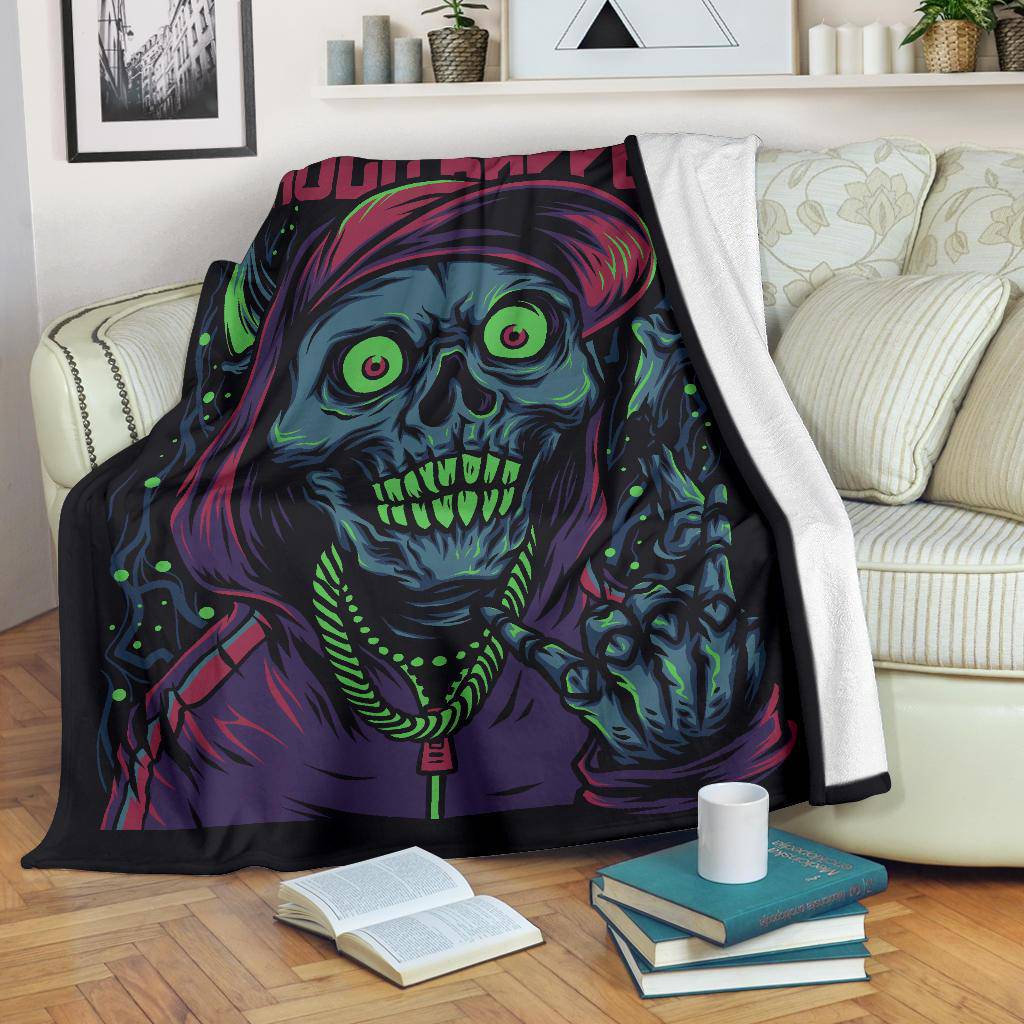 Skull Rapper Music Art Cartoon Premium Blanket - Top Content | POD Collection | Free Shipping