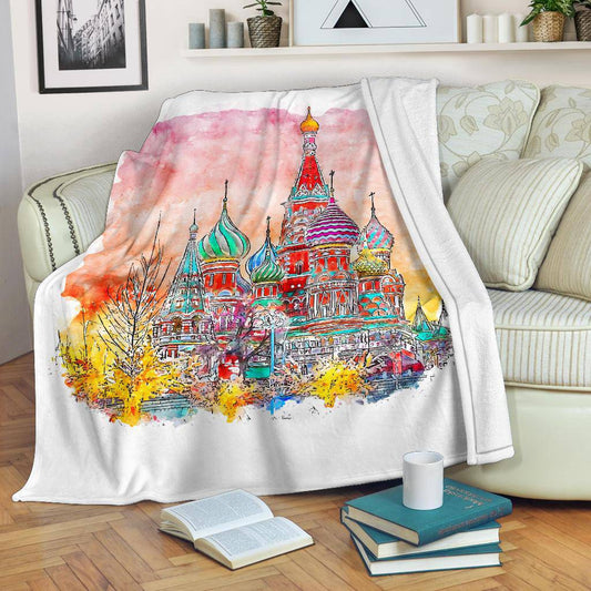 Hand Drawn Moscow Russia Watercolour Sketch Illustration Premium Blanket - Top Content | POD Collection | Free Shipping