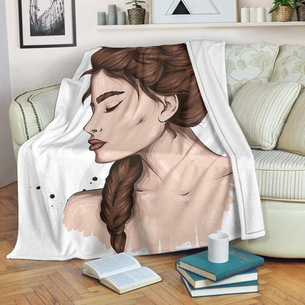 Beautiful Braid Girl Cartoon Premium Blanket - Top Content | POD Collection | Free Shipping