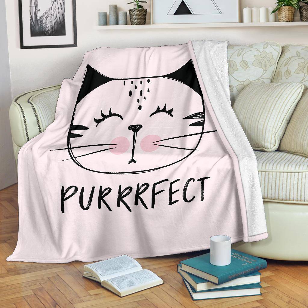 Purrrfect Cute Cat Drawing Illustration Premium Blanket - Top Content | POD Collection | Free Shipping