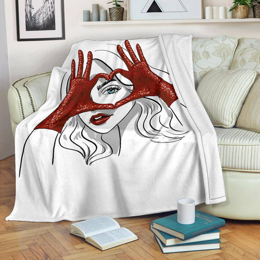 Woman Eye Hands Shape Heart Premium Blanket - Top Content | POD Collection | Free Shipping