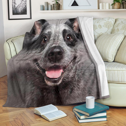 Smiling Dog Face Fleece Blanket