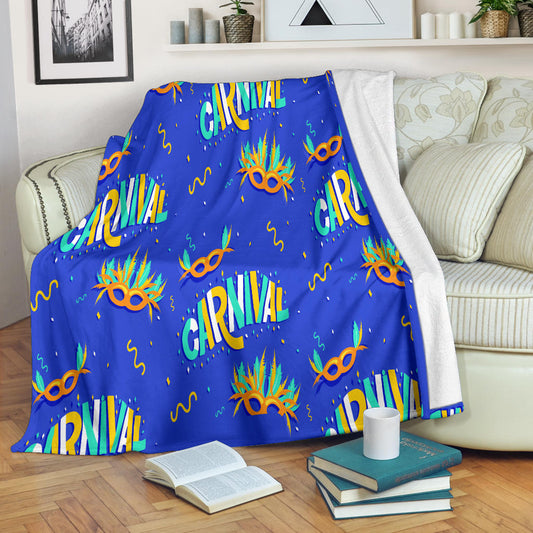 Blue Carnival Fleece Throw Blanket