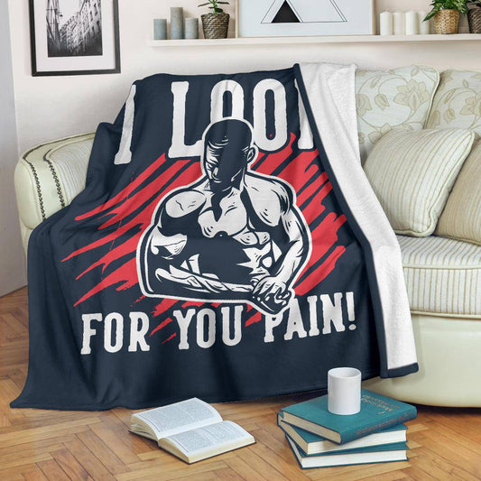 Bodybuilding Cartoon Premium Blanket With Motivational Quote - Top Content | POD Collection | Free Shipping