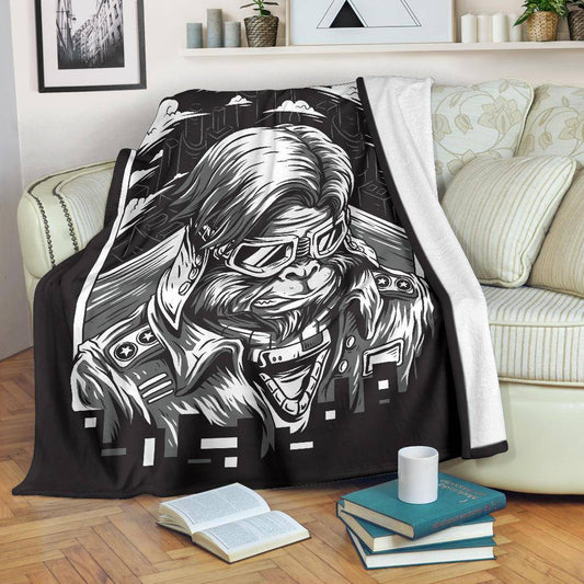 Space Monkey Black and White Art Premium Blanket - Top Content | POD Collection | Free Shipping