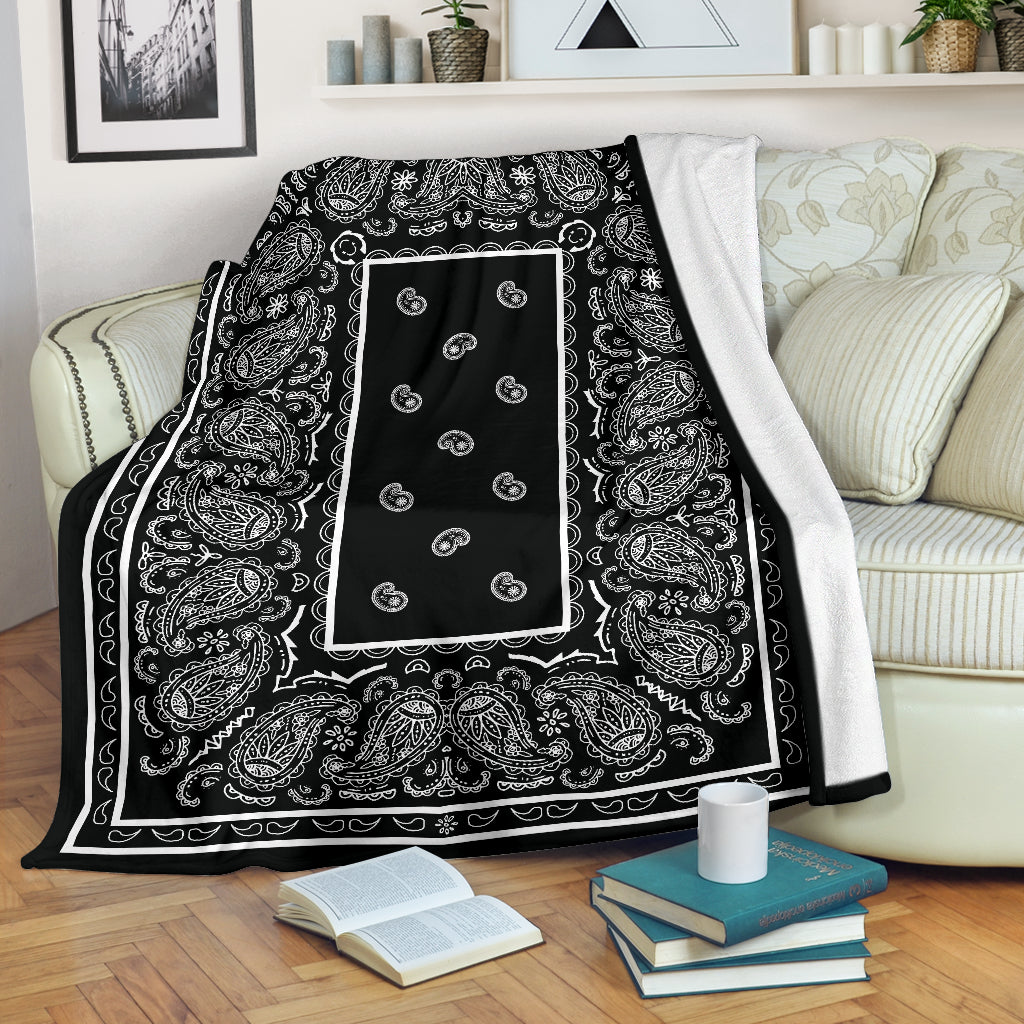 Ultra Plush Black Bandana Blanket