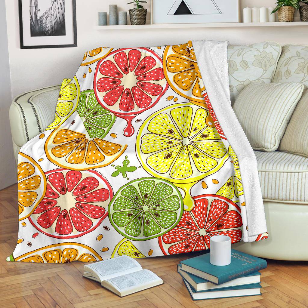 Plants Citrus Fruit Beautiful Art Premium Blanket - Top Content | POD Collection | Free Shipping