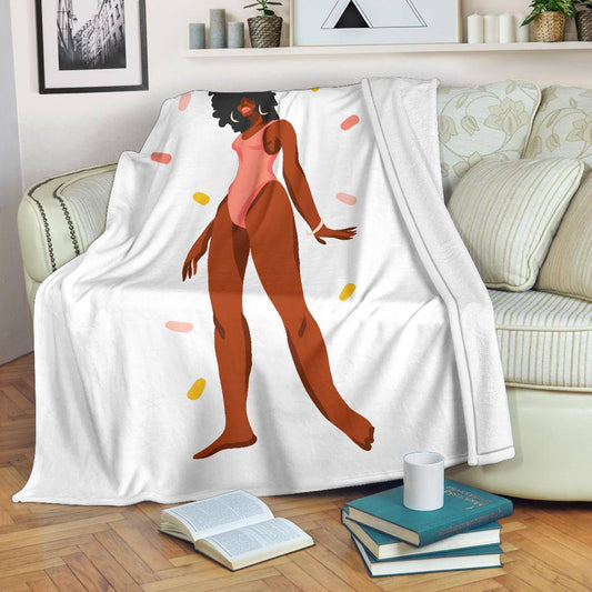 Hand Drawn Afro Woman Cartoon, Summer Premium Blanket - Top Content | POD Collection | Free Shipping