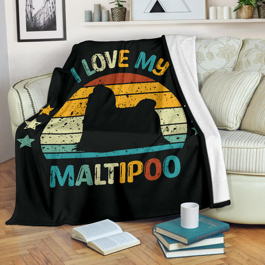 Maltipoo Blanket, Maltipoo Retro Blanket, Maltipoo Throw Blanket, Maltipoo Gifts