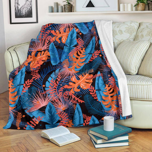 Jungle Dark Leaves Pattern Premium Blanket - Top Content | POD Collection | Free Shipping