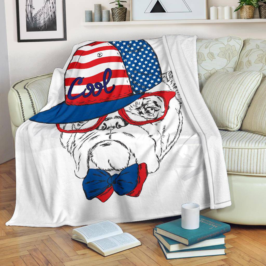 Stylish Snapback American Dog Premium Blanket - Top Content | POD Collection | Free Shipping