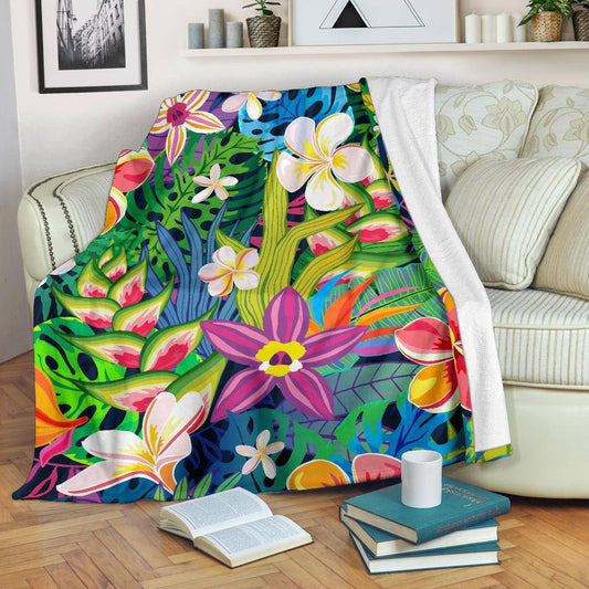 Colorful Exotic Floral Pattern Premium Blanket - Top Content | POD Collection | Free Shipping