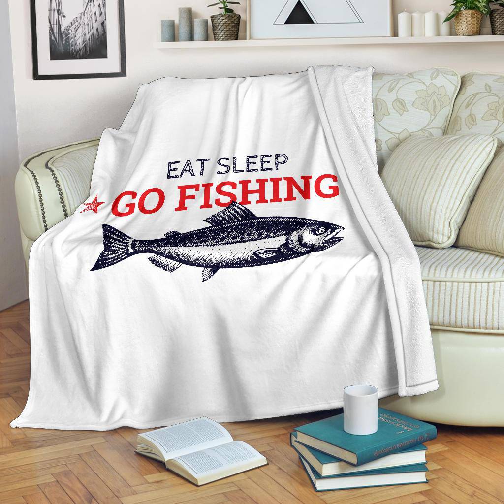 Gift For Fisherman Premium Blanket, Eat Sleep Go Fishing - Top Content | POD Collection | Free Shipping