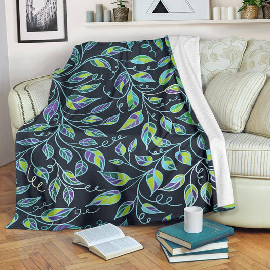 Nature Blue Green Leaves Plant Premium Blanket - Top Content | POD Collection | Free Shipping