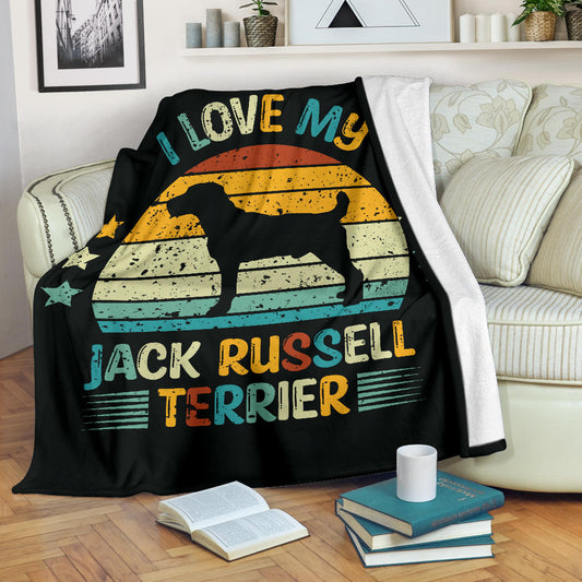 Jack Russell Terrier Blanket, Jack Russell Terrier Retro Blanket, Jack Russell Terrier Throw Blanket, Jack Russell Terrier Gifts