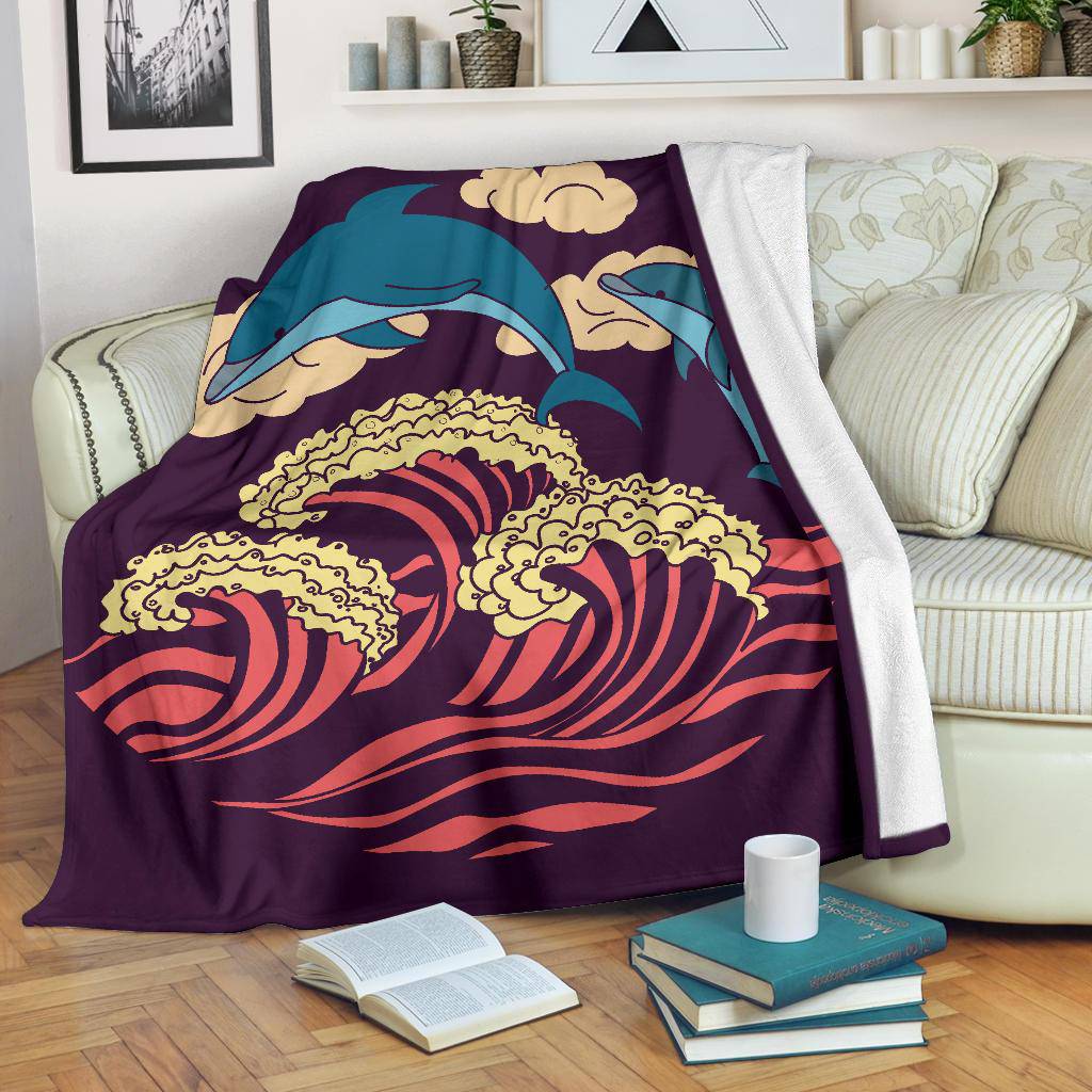 Dolphins in the Sea Purple Premium Blanket - Top Content | POD Collection | Free Shipping