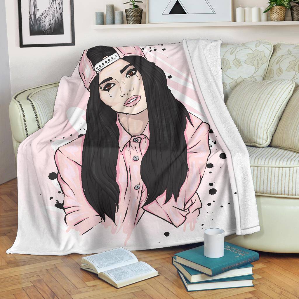 Beautiful Pink Snapback Girl Premium Blanket - Top Content | POD Collection | Free Shipping