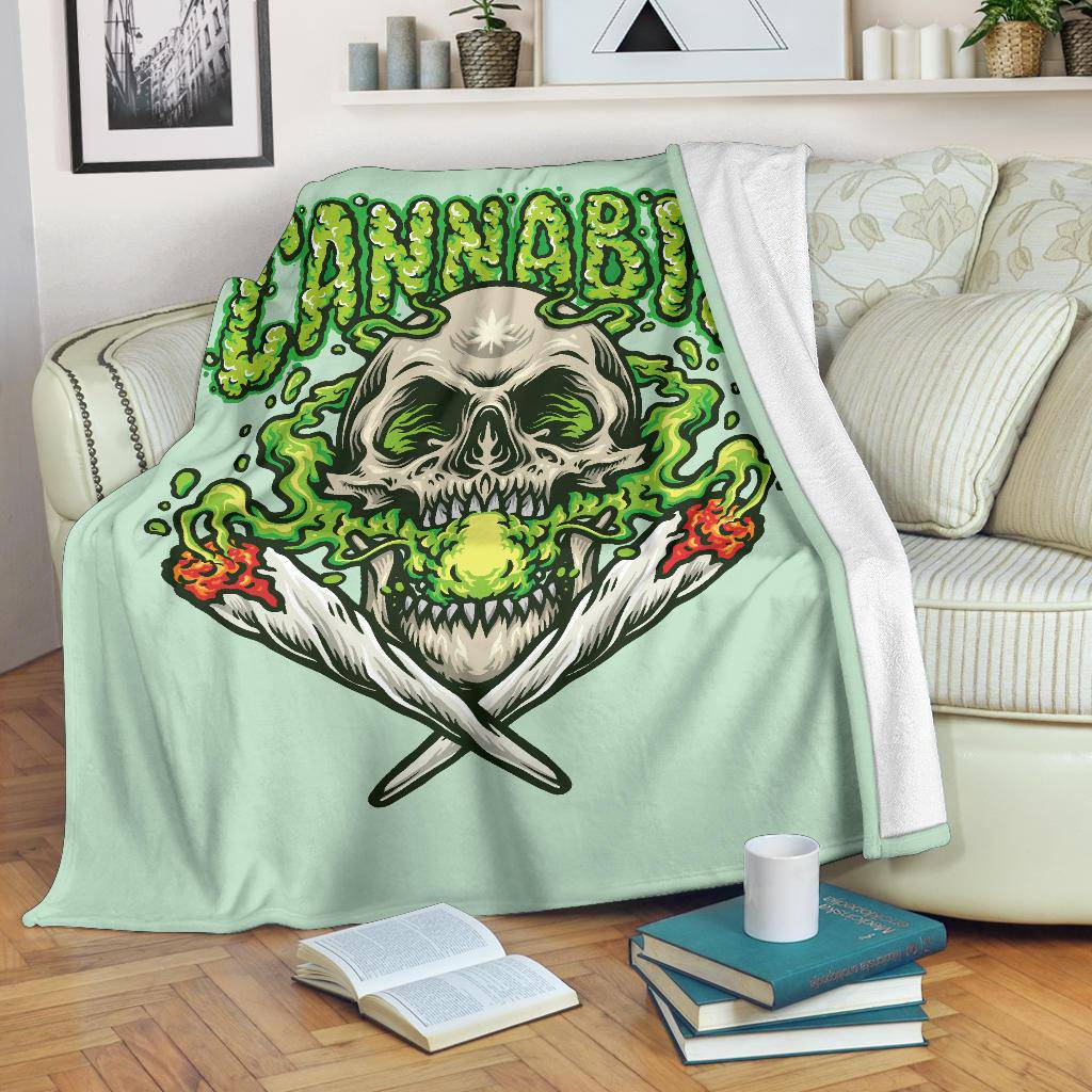 Skull Smoking Cannabis Joint Premium Blanket - Top Content | POD Collection | Free Shipping