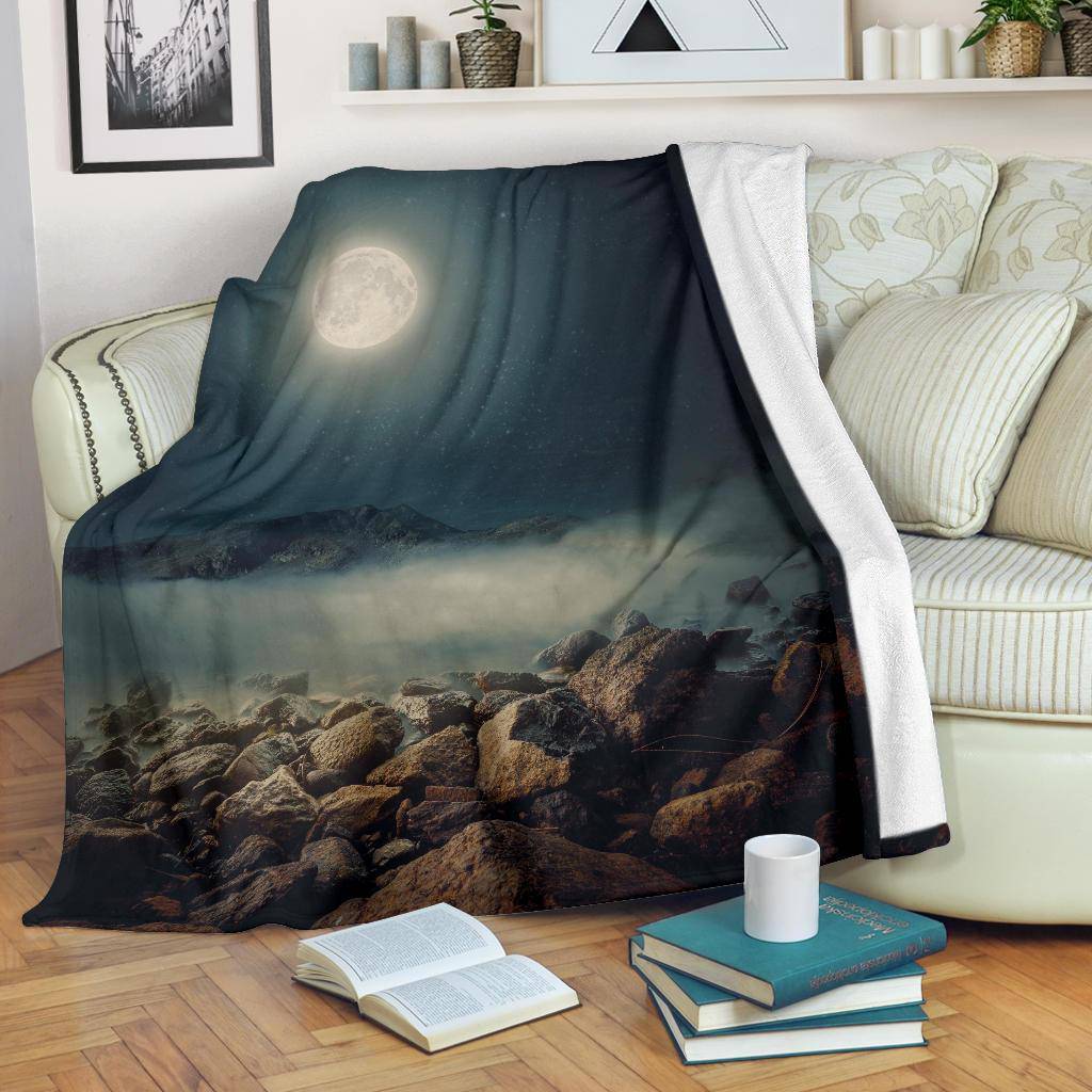 Stones Moon Dark Night Sky Premium Blanket - Top Content | POD Collection | Free Shipping