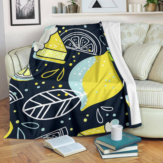 Hand Drawn Lemon Doodle Art Premium Blanket - Top Content | POD Collection | Free Shipping