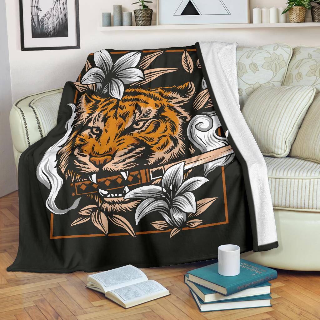 Premium Blanket Japanese Tiger Head With Katana Sword Art - Top Content | POD Collection | Free Shipping