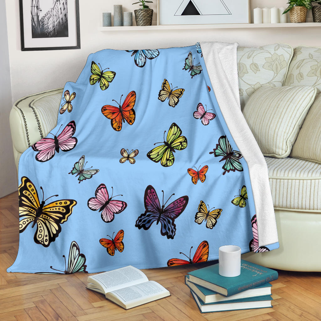 colorful butterflies blue collection blanket - Top Content | POD Collection | Free Shipping