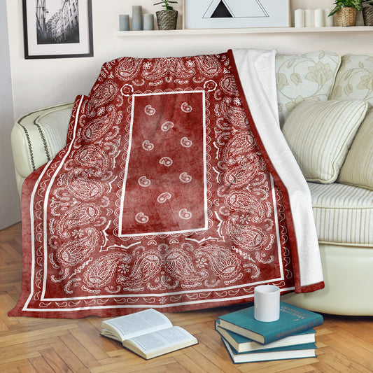 Ultra Plush Red Denim Fleece Bandana Blanket