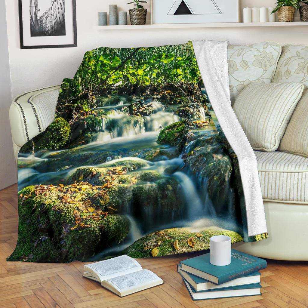 Croatia National Park Piltvice Waterfalls Nature Green Travel Premium Blanket - Top Content | POD Collection | Free Shipping