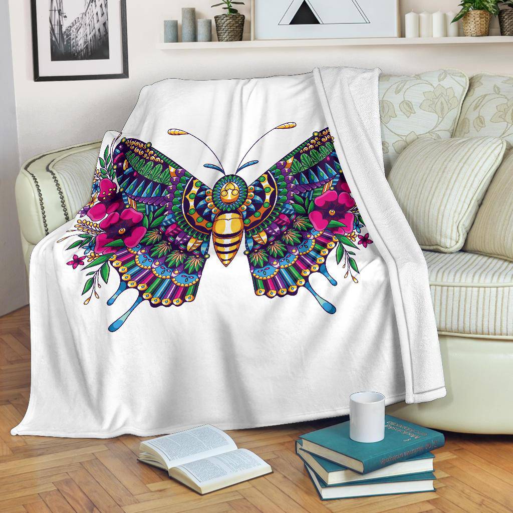 Premium Blanket Butterfly Mandala Zentangle Illustration - Top Content | POD Collection | Free Shipping