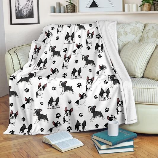 Boston Terrier Paw Blanket