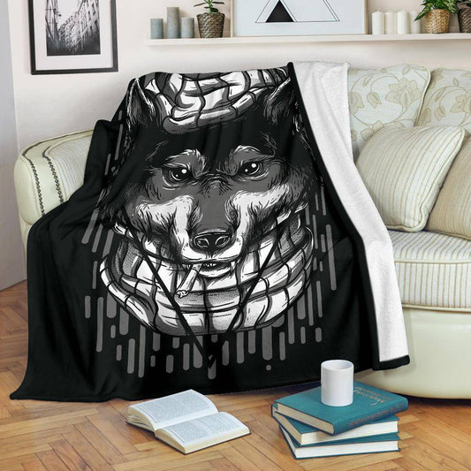 Handsome Wolf Cartoon Premium Blanket - Top Content | POD Collection | Free Shipping